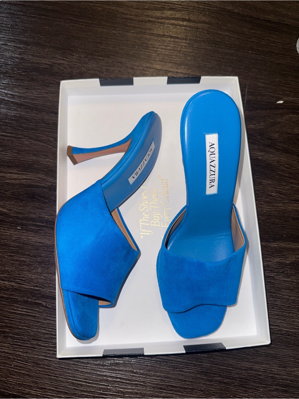 Aquazzura Blue Open-Toe Heeled Mules - Women